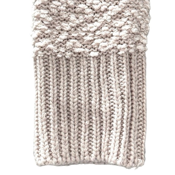 Green Tea Size L Ivory V-neck Popcorn Knit Hooded Sweater - Picture 5 of 7